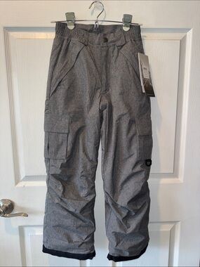 Youth S Gray Cargo Snow Pants - Water-Resistant Winter pants